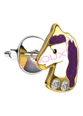 Biojoux - orecchini violet unicorno gold plated BJT702