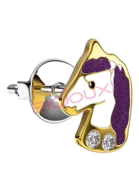 Biojoux - orecchini violet unicorno gold plated BJT702