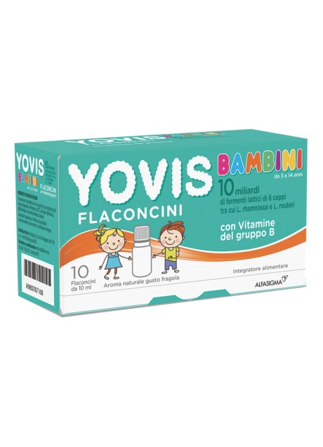 Yovis bimbi - fermenti lattici in flaconcini gusto fragola - confezione da 10 flaconi da 10 millilitri