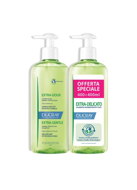 DUCRAY EXTRA DELICATO SHAMPOO DERMOPROTETTIVO 2X400 ML PROMO