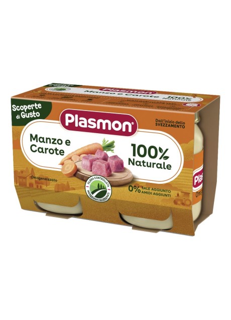 PLASMON OMOGENEIZZATI MANZO CAROTE 2 PEZZI DA 120 G