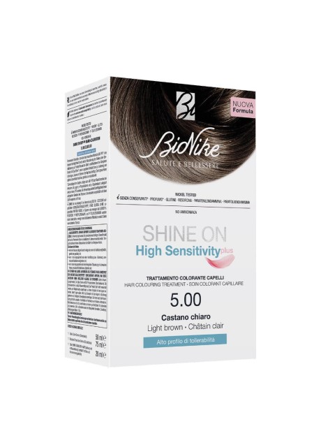 SHINE ON HIGH SENSITIVITY PLUS CASTANO CHIARO 5,00 RIVELATORE IN CREMA 75 ML + CREMA COLORANTE 50 ML