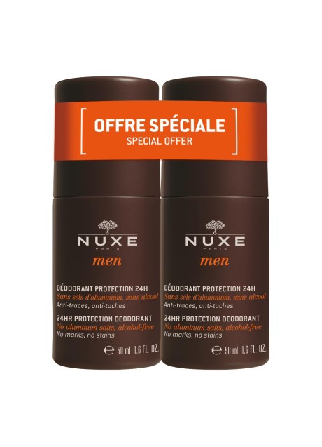 Nuxe men duo deodorante uomo protezione 24 ore - 2 confezioni da 50 millilitri