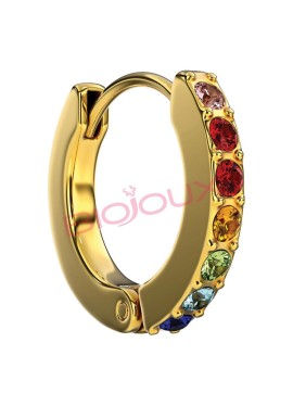 BJT726 ORECCHINI CRYSTAL HOOP GOLD PLATED