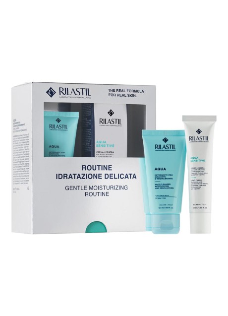 RILASTIL COFANETTO NATALE IDRATAZIONE DELICATA 1 RILASTIL AQUA DETERGENTE 50 ML + 1 RILASTIL AQUA SENSITIVE CREMA LEGGERA 40 ML