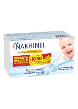 Narhinel soluzione fisiologica per lavaggio nasale e aerosol - confezione da 60 fiale da 5 millilitri