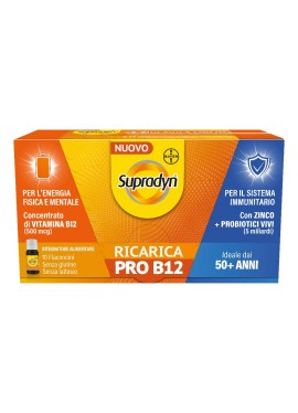 Supradyn ricarica pro b12 - integratore di vitamina b12, probiotici, vitamina b3 e zinco - 10 flaconcini