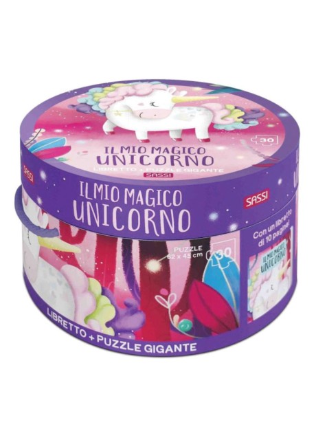 PUZZLE IL MIO MAGICO UNICORNO PUZZLE SCATOLA TONDA E LIBRO