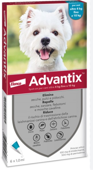 Adantix spot on 6 pipette per cani da 4 a 10 kg