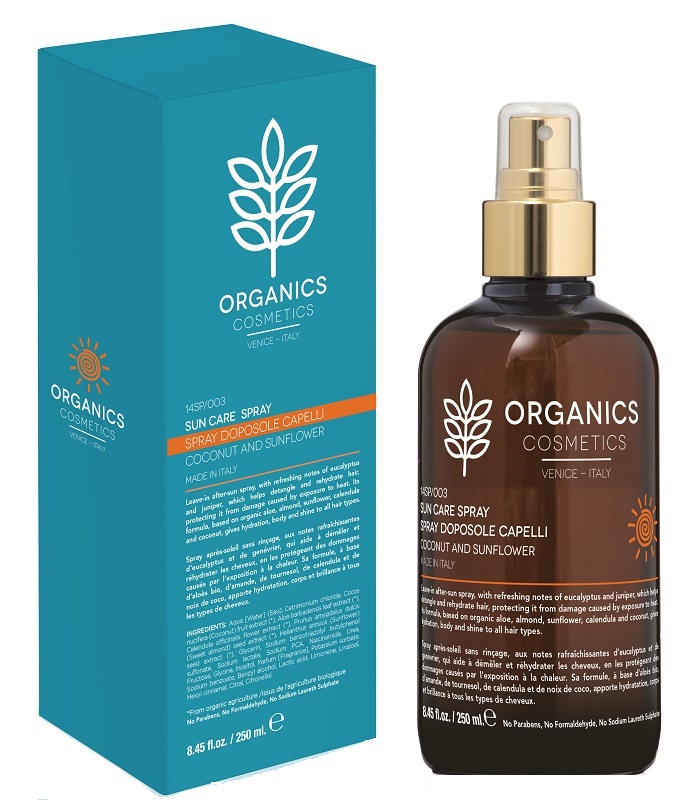 Organics cosmetics spray dopo sole capelli - 250 millilitri