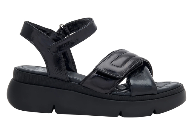 BALI CROSS SANDAL PATENT LEATHER WOMAN BLACK 38 MATERIALE VERNICE FODERA TOMAIA VERNICE SOTTOPIEDE PELLE SUOLA PU FITTING F ALTEZZA TACCO 30 COLLEZIONE SS23