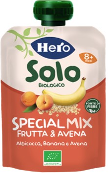 HERO SOLO OMOGENEIZZATO FRUTTA + CEREALI ALBICOCCA BANANA AVENA 100 G