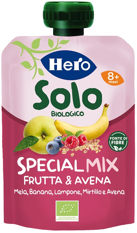 HERO SOLO POUCH BANANA LAMPONE MIRTILLO AVENA 100 G