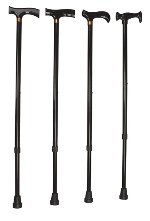 BASTONE BRIO IN ALLUMINIO ANODIZZATO IMPUGNATURA IN LEGNO CON PUNTALI ANTISCIVOLO REGOLABILE IN ALTEZZA