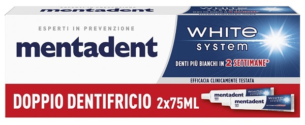 MENTADENT WHITE SYSTEM 2 PEZZI DA 75 ML