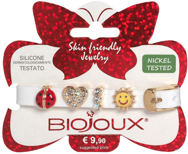 BJB009 BRACCIALE SILIC BIANCO GOLD PLATED