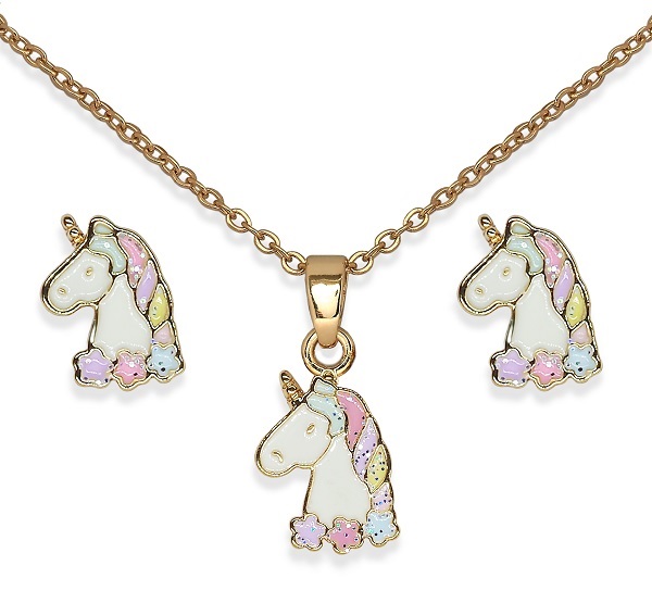 BJS014 PARURE QUEEN UNICORN GOLD PLATED