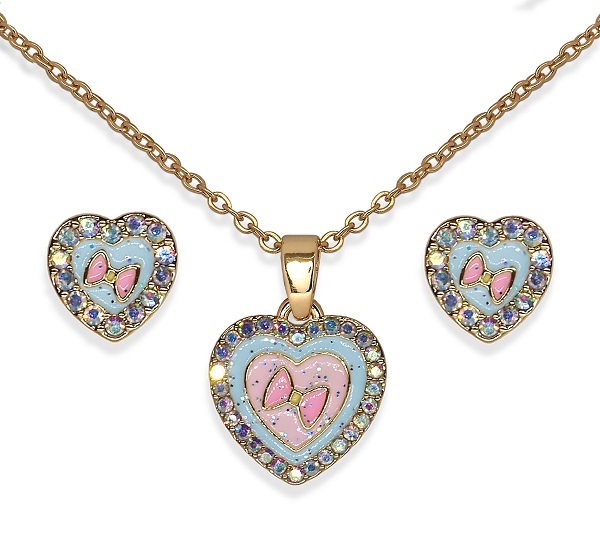 BJS018 PARURE HEART IN HEART GOLD PLATED