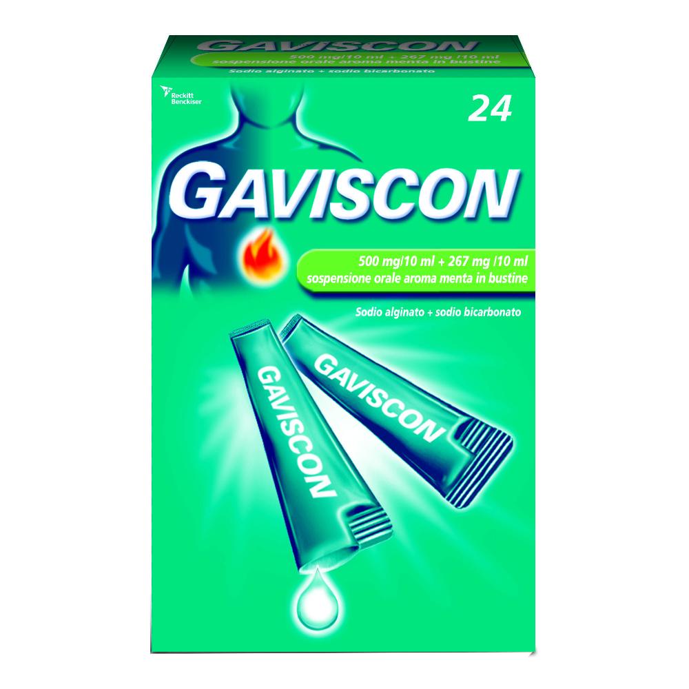 GAVISCON*24 bust orale sosp 500 mg/10 ml + 267 mg/10 ml menta