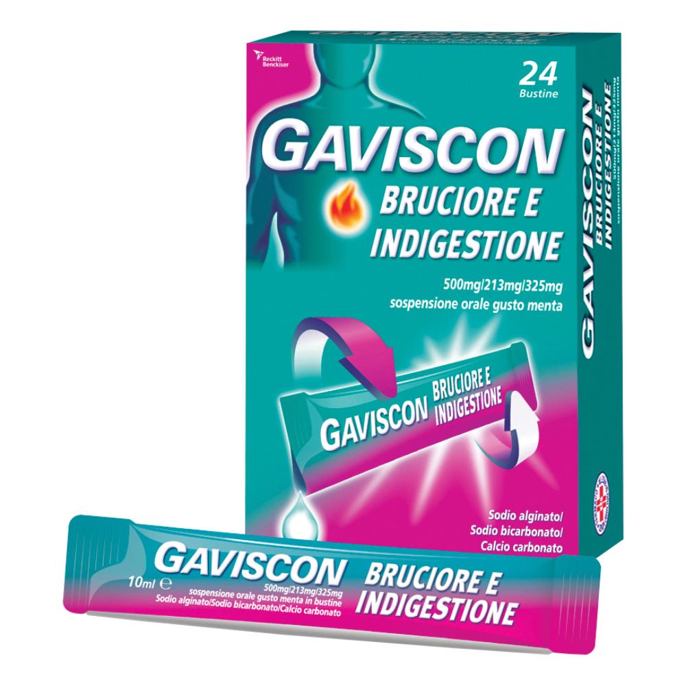 GAVISCON BRUCIORE E INDIGESTIONE*24 bust 500 mg + 213 mg + 325 mg