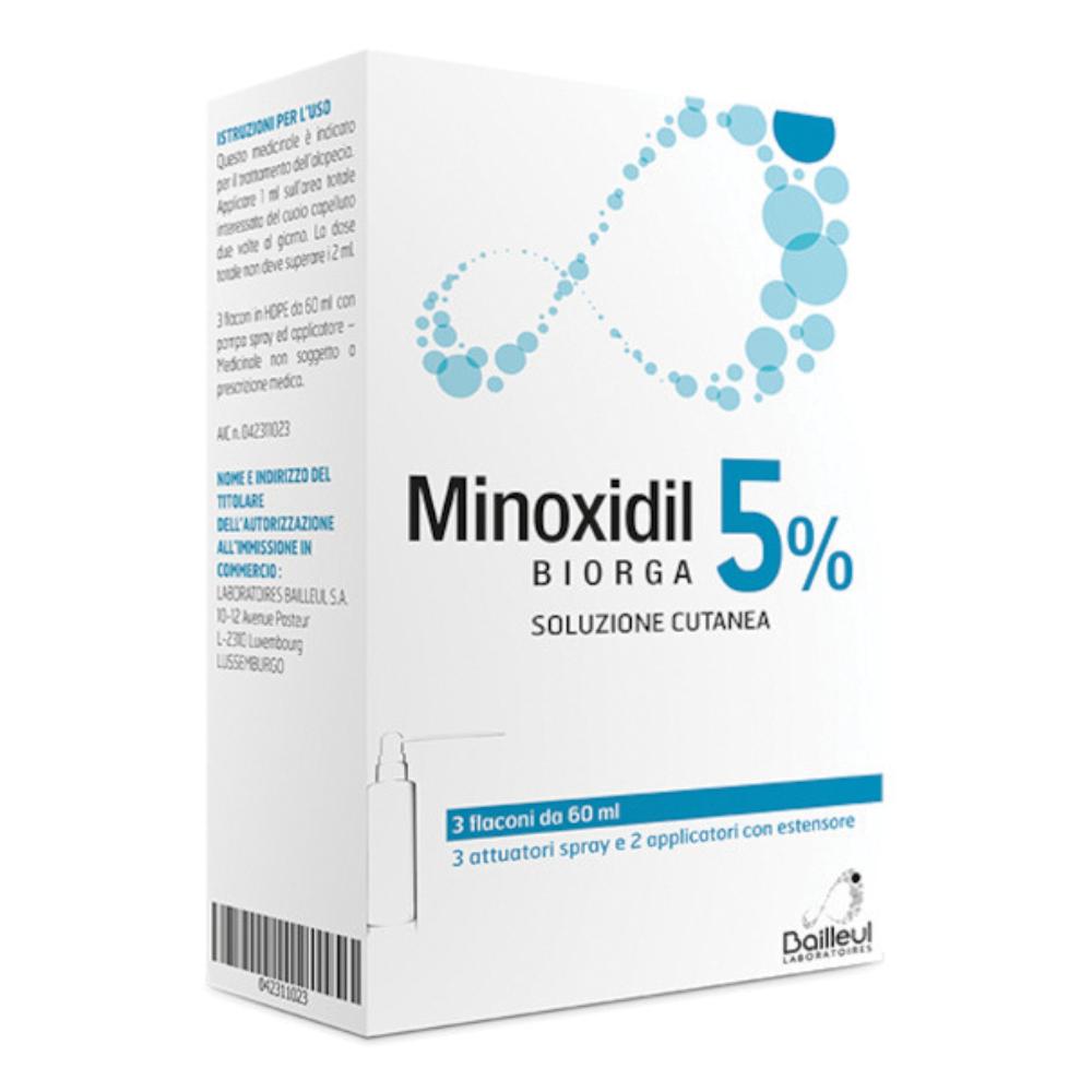 MINOXIDIL BIORGA (LABORATOIRES BAILLEUL)*soluz cutanea 3 flaconi 60 ml 5%