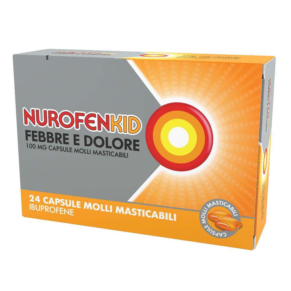 NUROFENKID FEBBRE E DOLORE*24 cps molli masticabili 100 mg