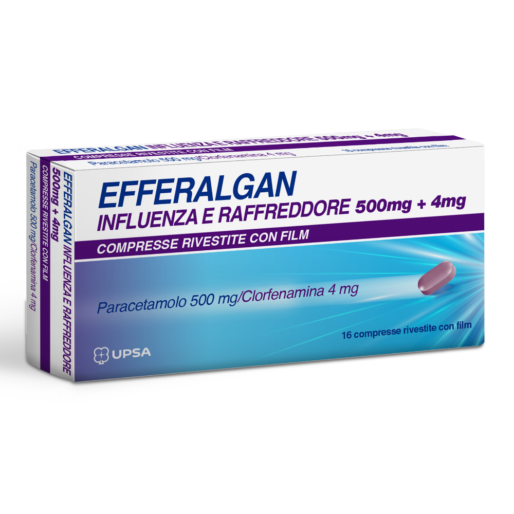 EFFERALGAN INFLUENZA E RAFFREDDORE*16 cpr riv 500 mg + 4 mg