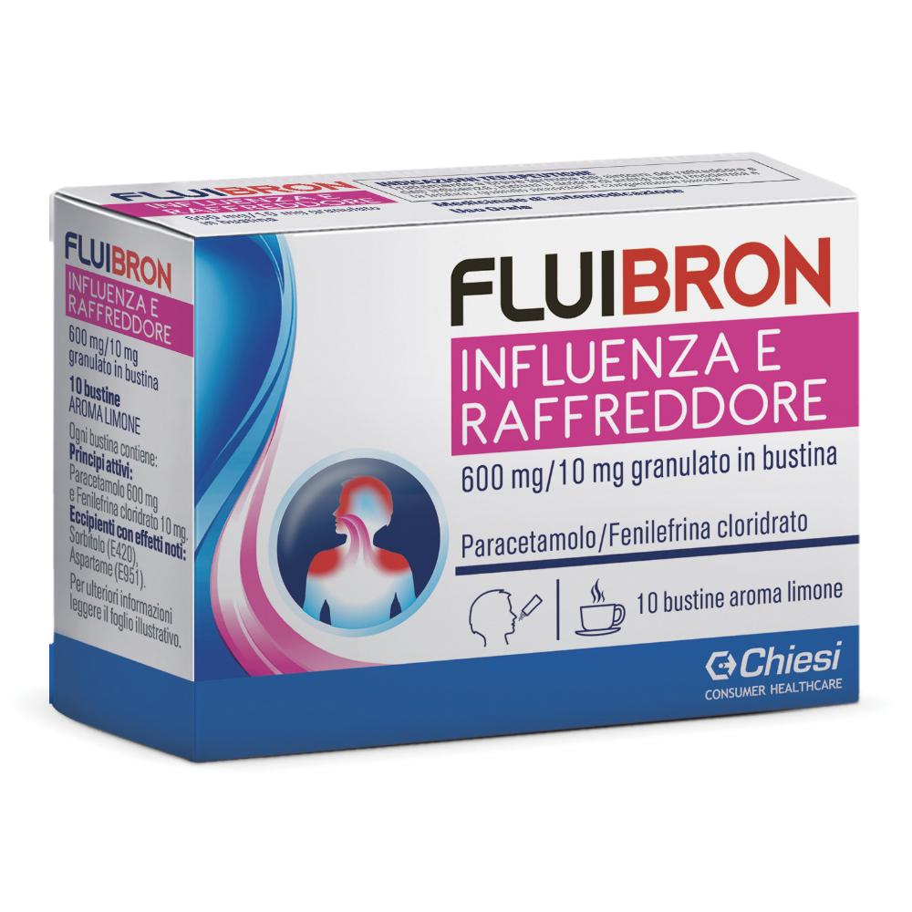 FLUIBRON INFLUENZA E RAFFREDDORE*orale grat 10 bust 600 mg +10 mg