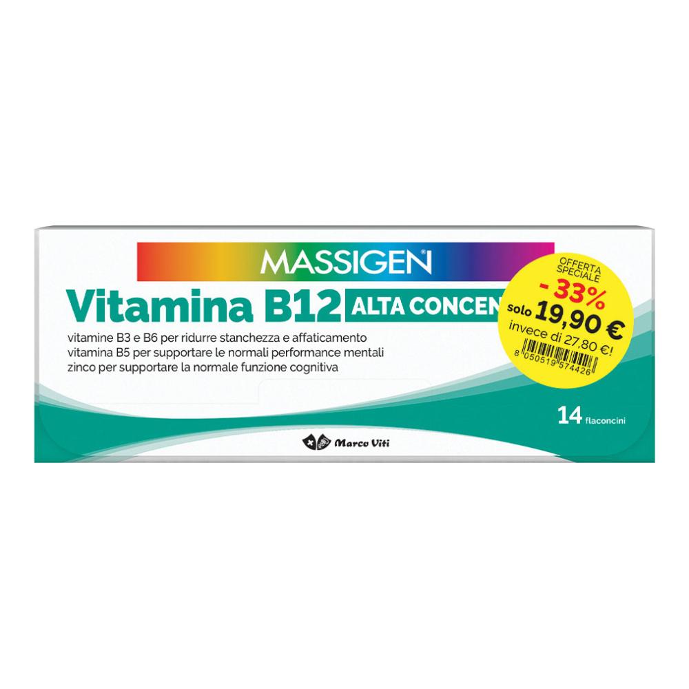 Massigen vitamina b12 ad alta concentrazione 14+14 flaconcini da 8 millilitri