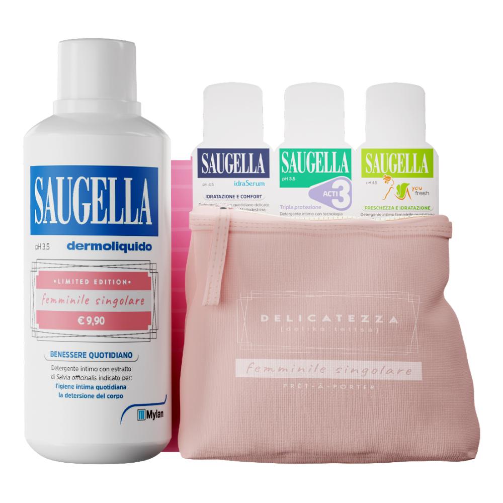 SAUGELLA PRET-A-PORTE DERMOLIQUIDO 500 ML + 3 CAMPIONI IN OMAGGIO DA 50 ML DI SAUGELLA ACTI3+SAUGELLA IDRASERUM+SAUGELLAYOU FRESH