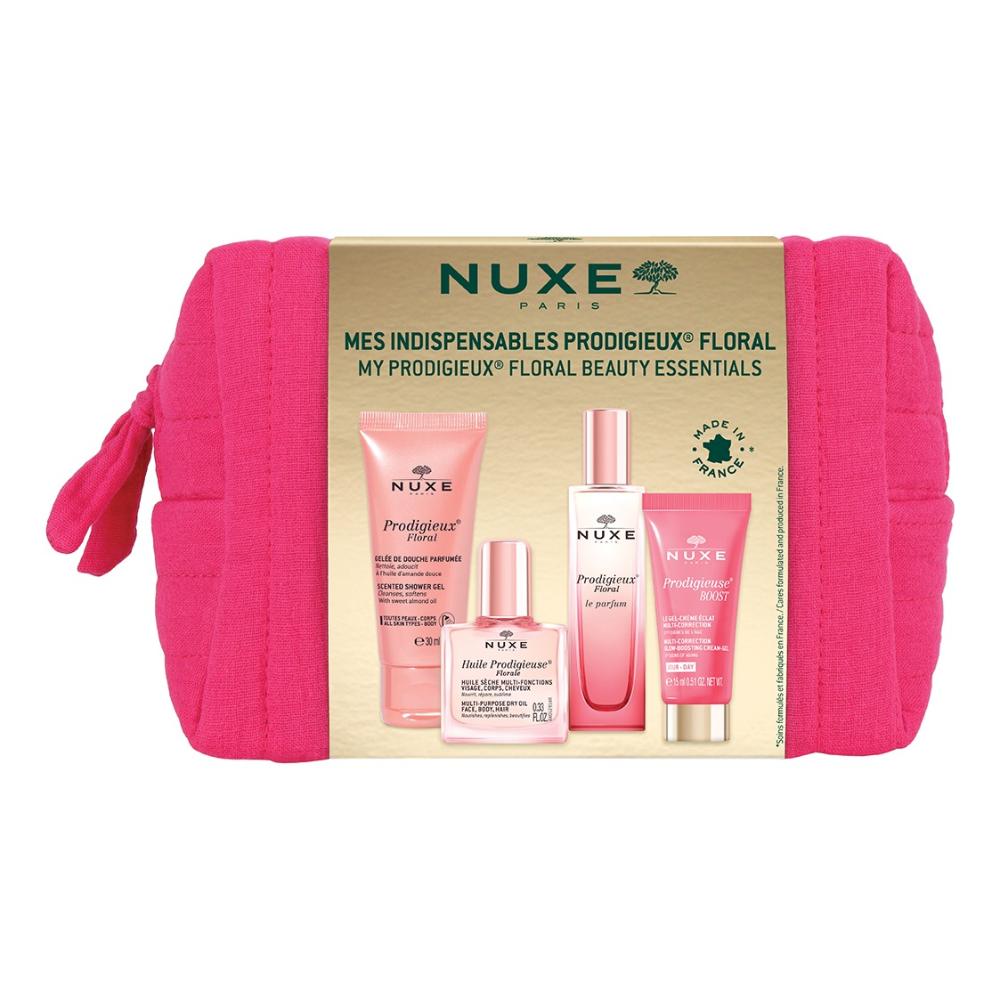 Nuxe trousse floral 251- gel doccia floral 30ml, huile prodigieuse 10ml, floral le perfum 15ml, boost crema gel 15ml