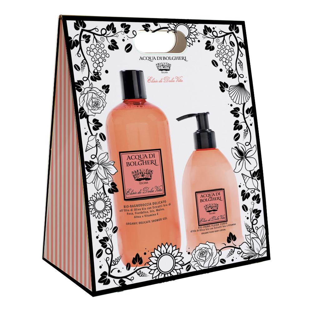ELISIR DI DOLCE VITA COFANETTO BAG BIO BAGNODOCCIA DELICATOALL'OLIO DI OLIVA BIO + BIO CREMA FLUIDA CORPO ALL'OLIO DI OLIVA BIO