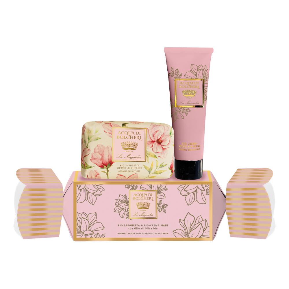 Acqua di Bolgheri - La Magnolia Cofanetto Caramella- Bio Saponetta & Bio Crema Mani con Olio di Oliva Bio