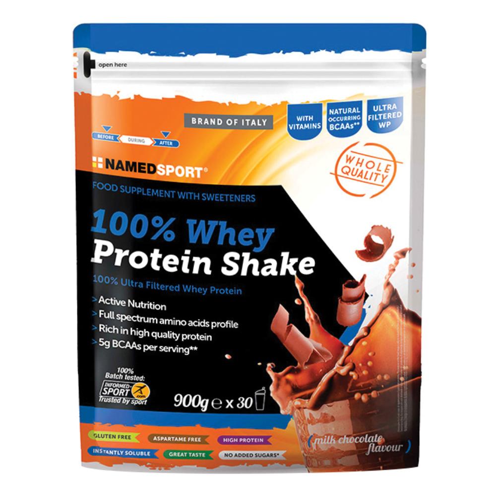 Named Sport 100% Whey Protein Shake gusto latte al cioccolato - 900 g polvere