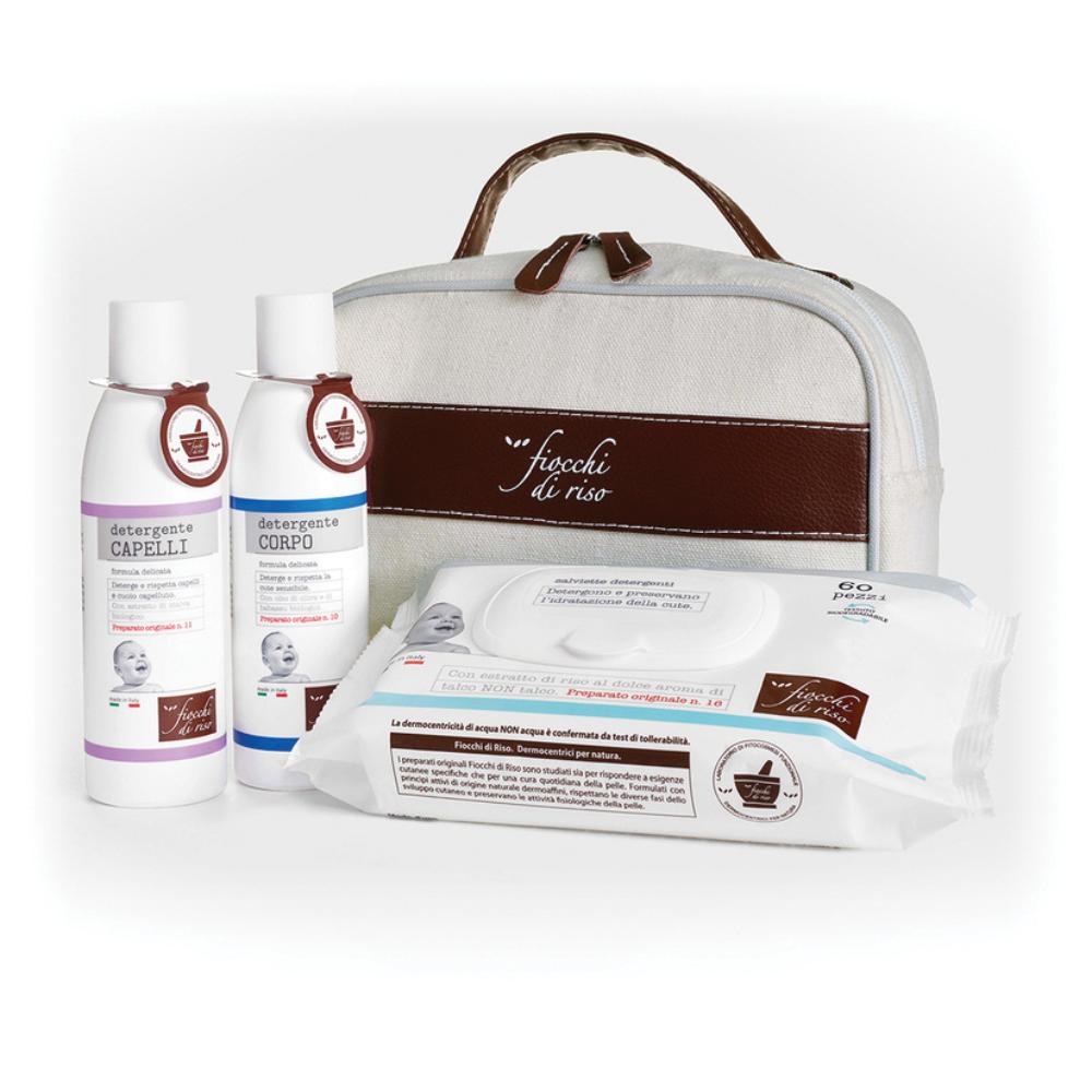 Cofanetto Bagno con detergente corpo, detergente capelli, salviette e beauty - Fiocchi di riso