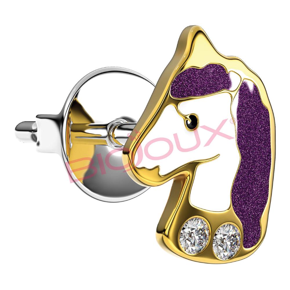 Biojoux - orecchini violet unicorno gold plated BJT702