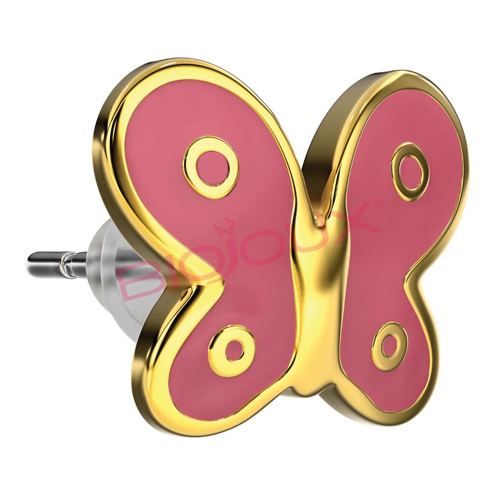 BJT710 ORECCHINI PINK BUTTERFLY GOLD PLATED