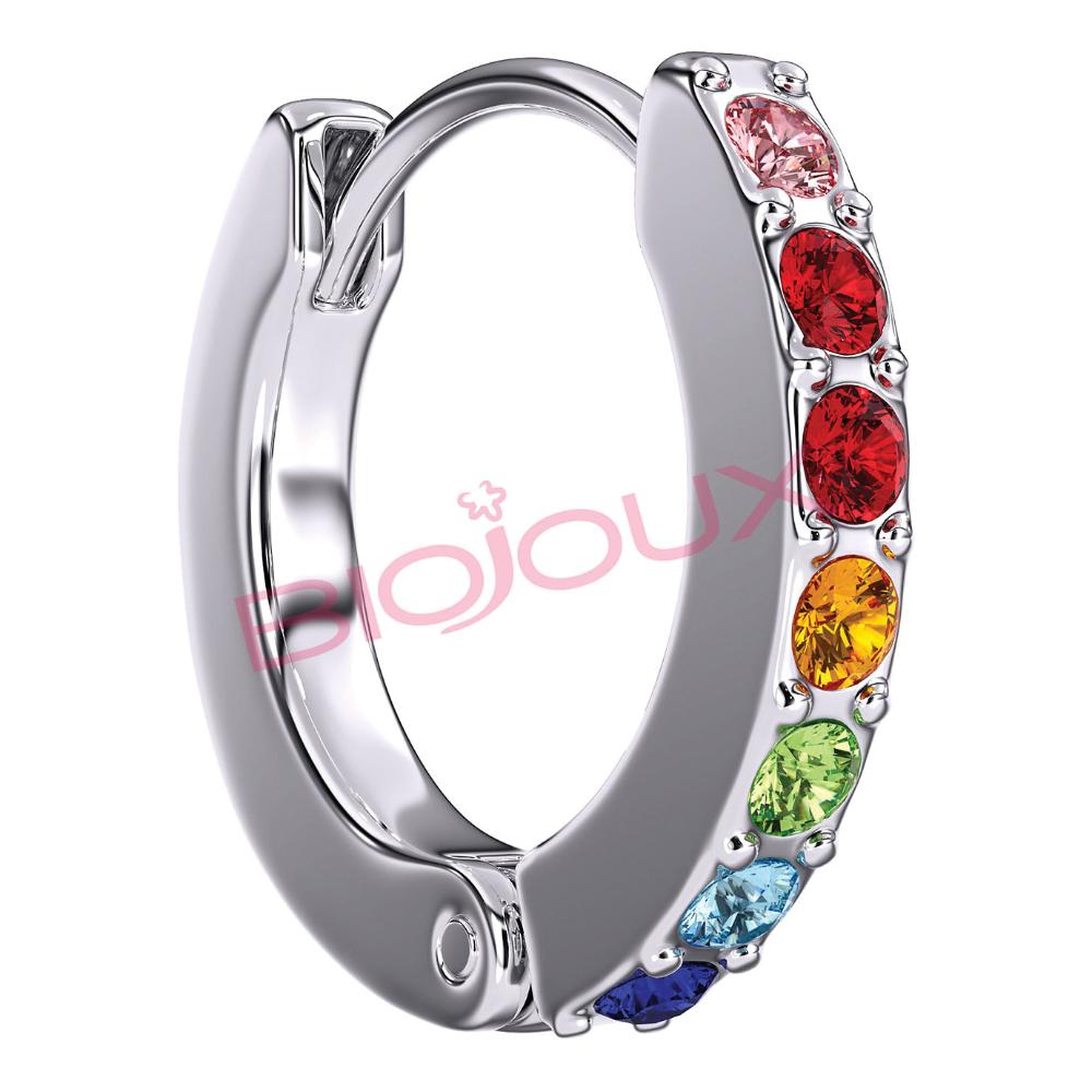 BJT725 ORECCHINI CRYSTAL HOOP STAINLESS STEEL