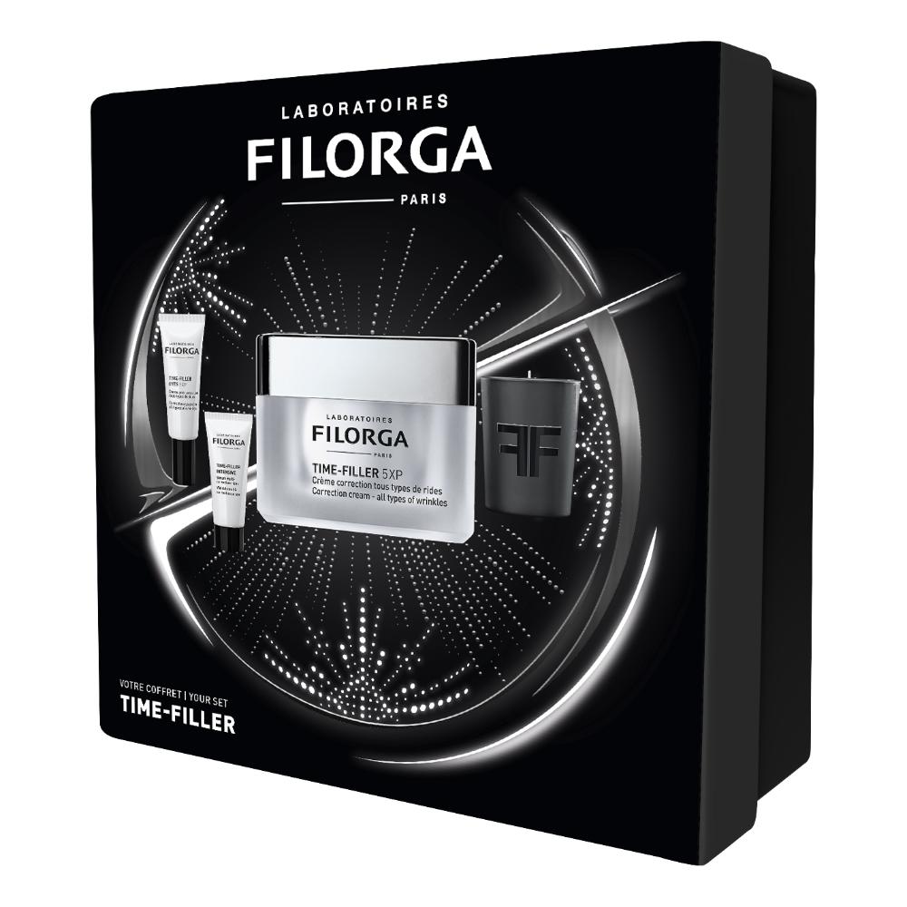 FILORGA XMAS BOX TIME 2023 1 TIME FILLER 5XP 50 ML + 1 TIMEFILLER INTENSIVE 7 ML + 1 TIME FILLER EYES 5XP 4 ML + 1 MINICANDLE