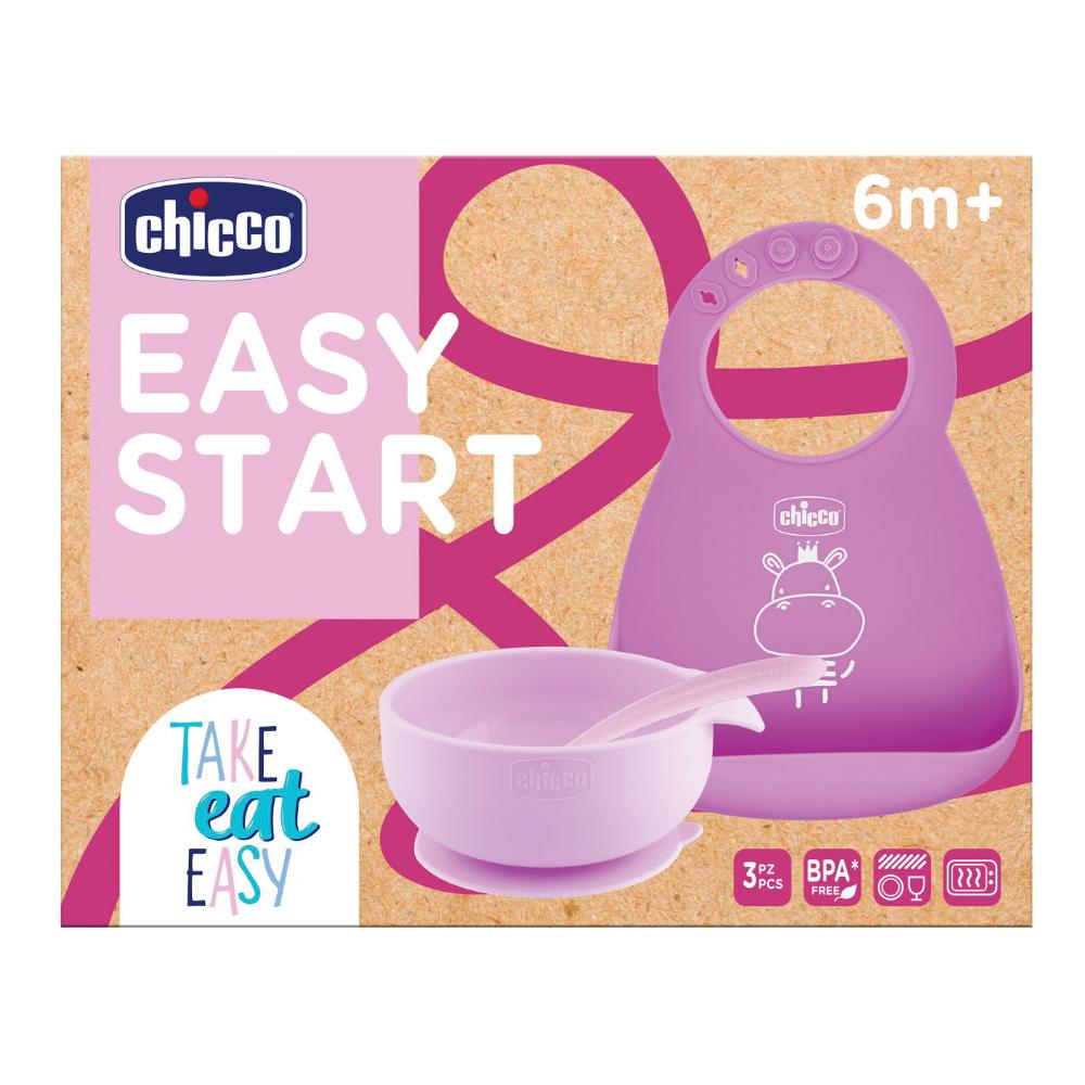 CHICCO SET PAPPA SILICONE 6M+ ROSA