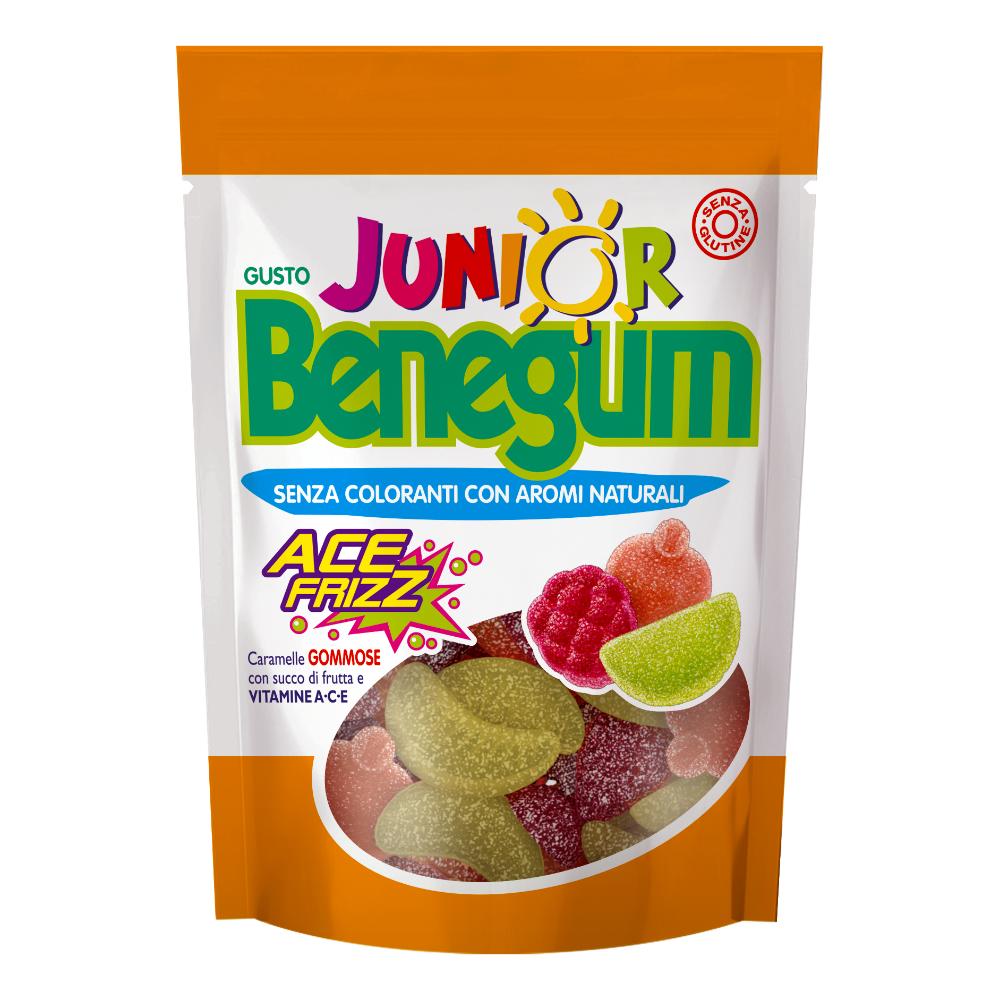 Benegum junior ace frizz - caramelle gommose con succo di frutta e vitamine a, c, e - 90 grammi