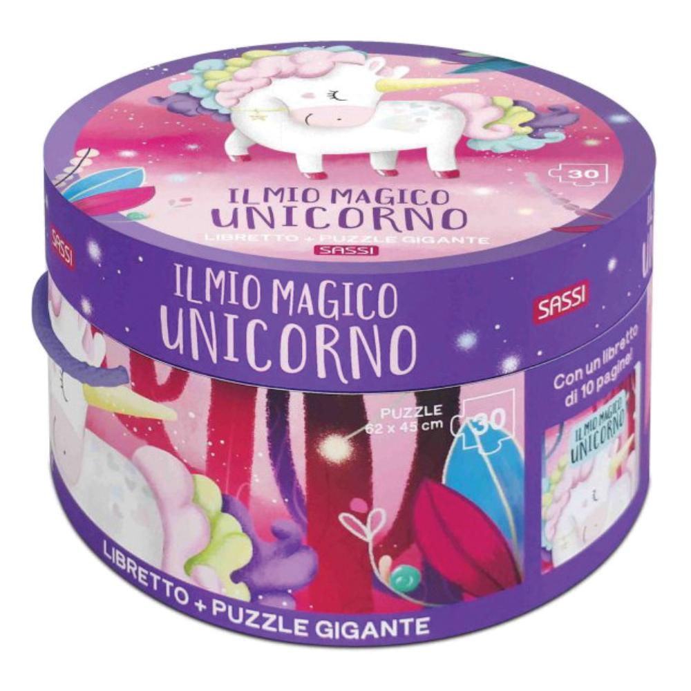 PUZZLE IL MIO MAGICO UNICORNO PUZZLE SCATOLA TONDA E LIBRO